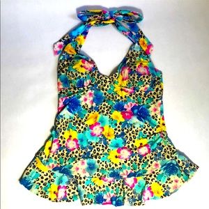 NWOT torrid 0 swim top floral and cheetah so cute